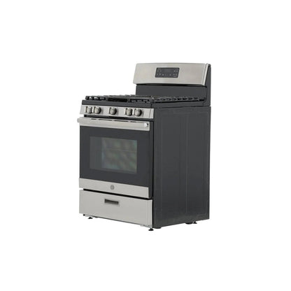 Casavibeo 30-inch freestanding gas range with four burners and oven, stainless steel finish, and control knobs.