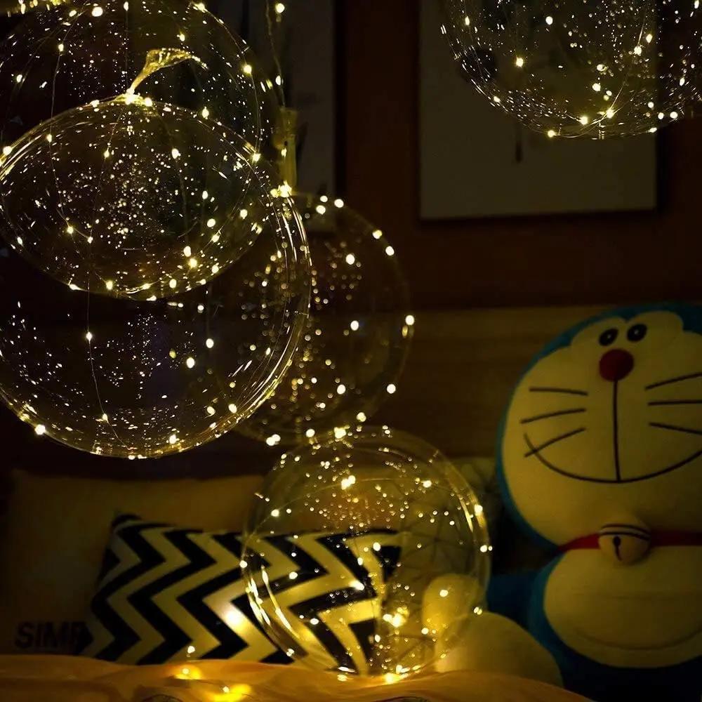 Set of 10 Mivoza LED balloons with warm glowing light, reusable party decorations, ideal for celebrations and festive events.