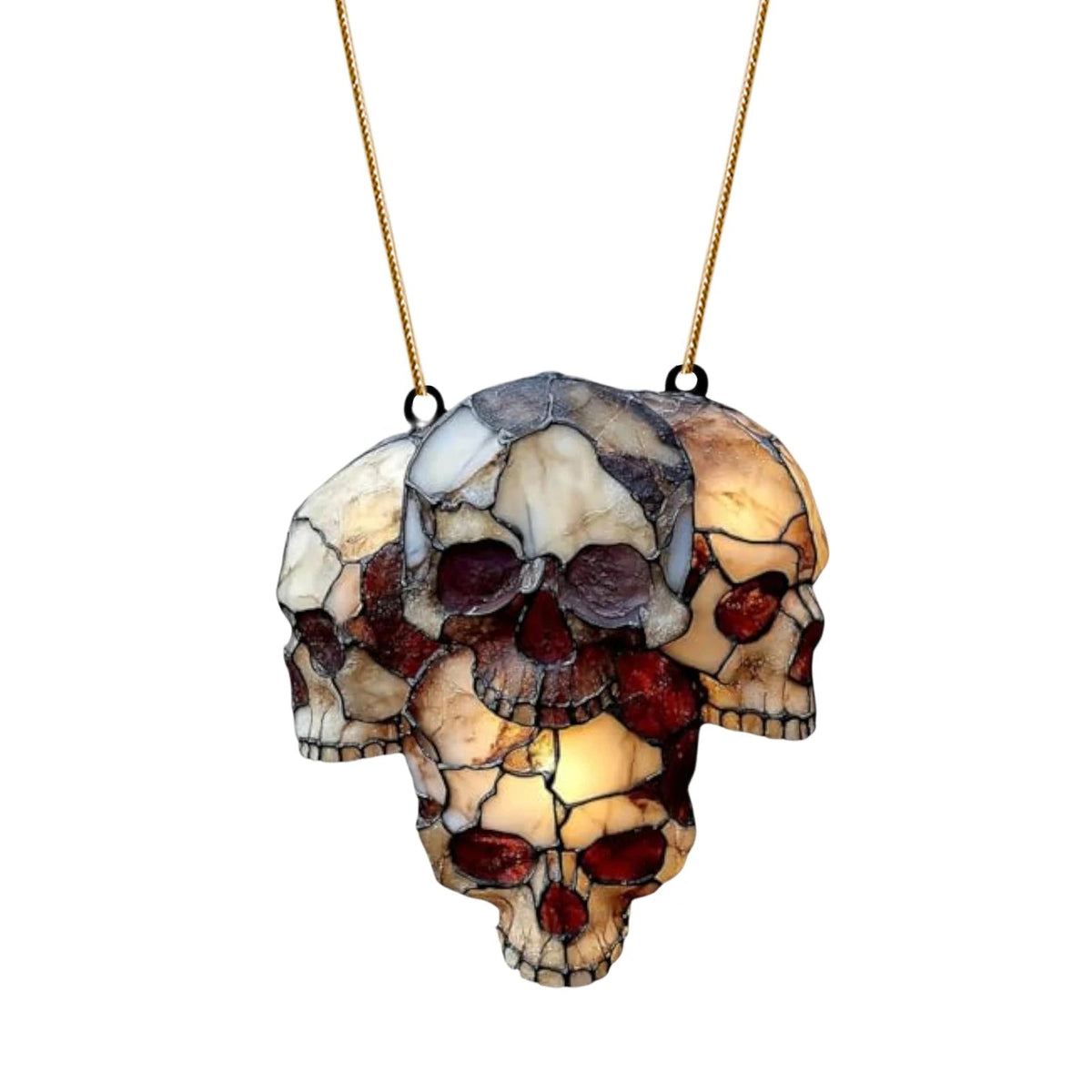 Belro hanging skeleton skull decoration with hollow eye sockets and detailed bone structure, perfect for Halloween home decor.