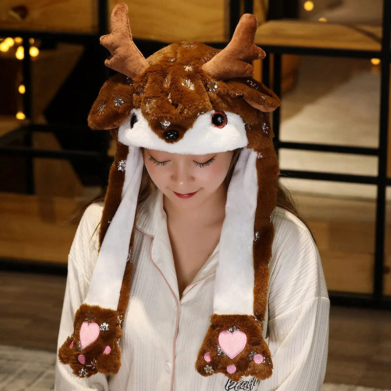 Belro plush Christmas hat for men, festive holiday party accessory with soft, colorful plush fabric and Christmas-themed design.