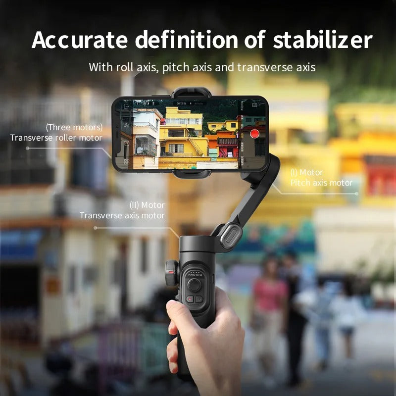 Belro smartphone gimbal stabilizer for smooth video recording, compact electronic camera accessory with ergonomic handle.