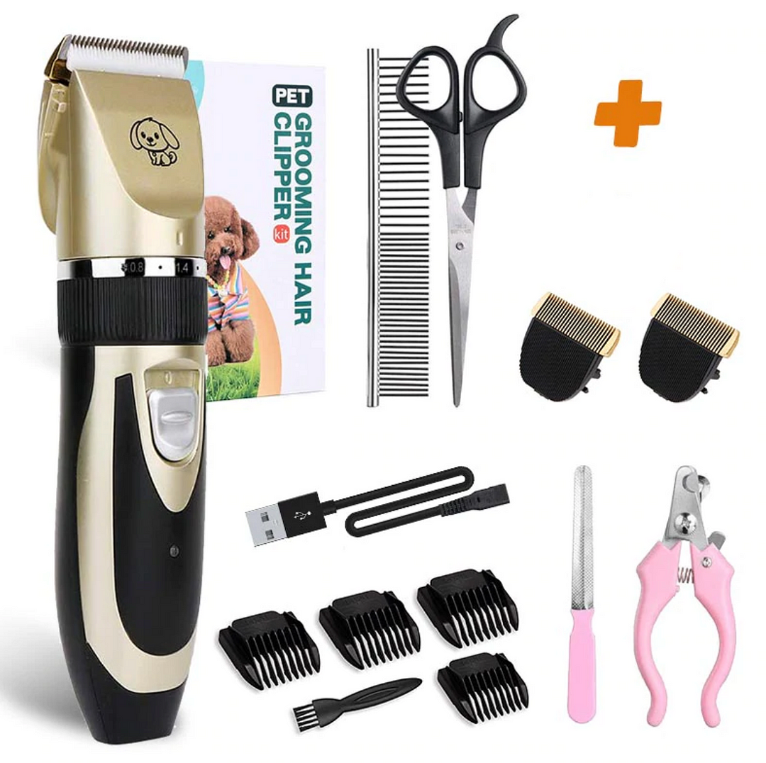 Belro low noise pet grooming clipper with adjustable blades, designed for quiet and efficient pet hair trimming.