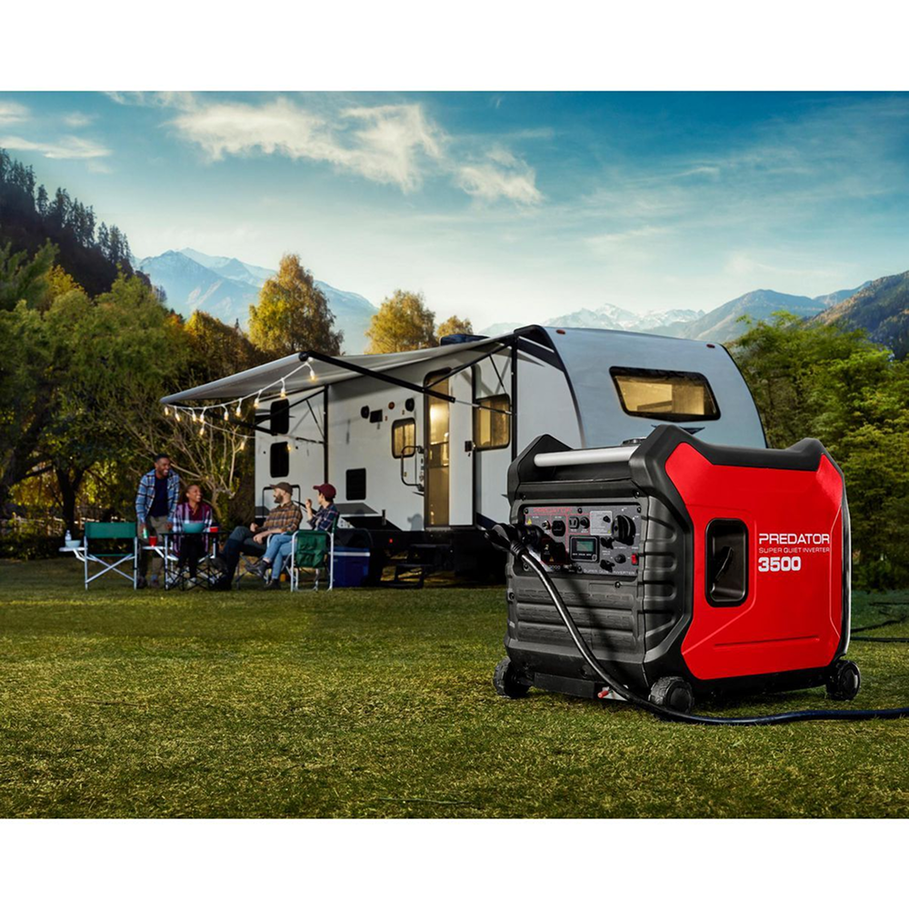 Casavibeo Predator 3500-Watt super quiet inverter generator with CO SECURE technology, shown in a portable outdoor setting