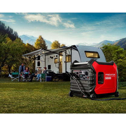 Casavibeo Predator 3500-Watt super quiet inverter generator with CO SECURE technology, shown in a portable outdoor setting