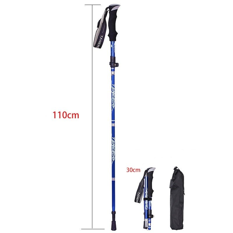 Lightweight BowLift adjustable trekking poles with foldable telescopic design for hiking and walking on rugged trails.