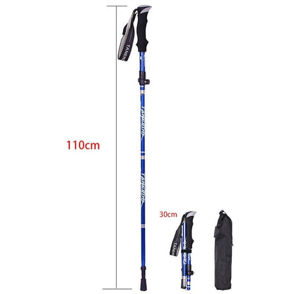 Lightweight BowLift adjustable trekking poles with foldable telescopic design for hiking and walking on rugged trails.