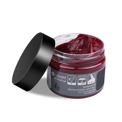 Belro Advanced Leather Repair Gel used to fix leather seats, shoes, bags, sofa, and furniture with visible application in the image.