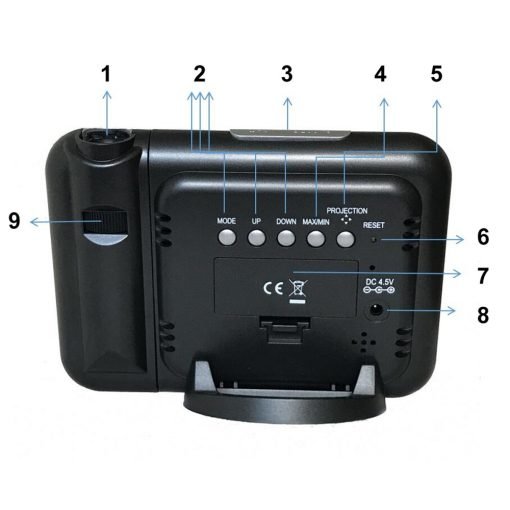 Belro projection clock displaying time on a wall, modern home decor clock with white face and black hands for home and garden.
