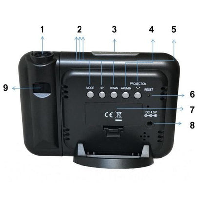 Belro projection clock displaying time on a wall, modern home decor clock with white face and black hands for home and garden.