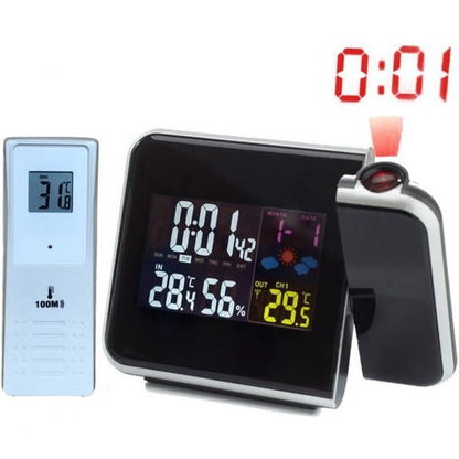 Belro projection clock displaying time on a wall, modern home decor clock with sleek design and digital display.