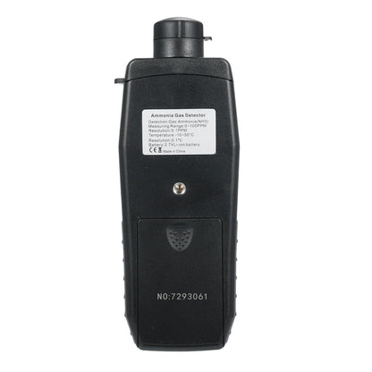 GETDECO ammonia gas detector handheld digital meter with large LCD display, measures NH3 levels from 0 to 100 PPM.
