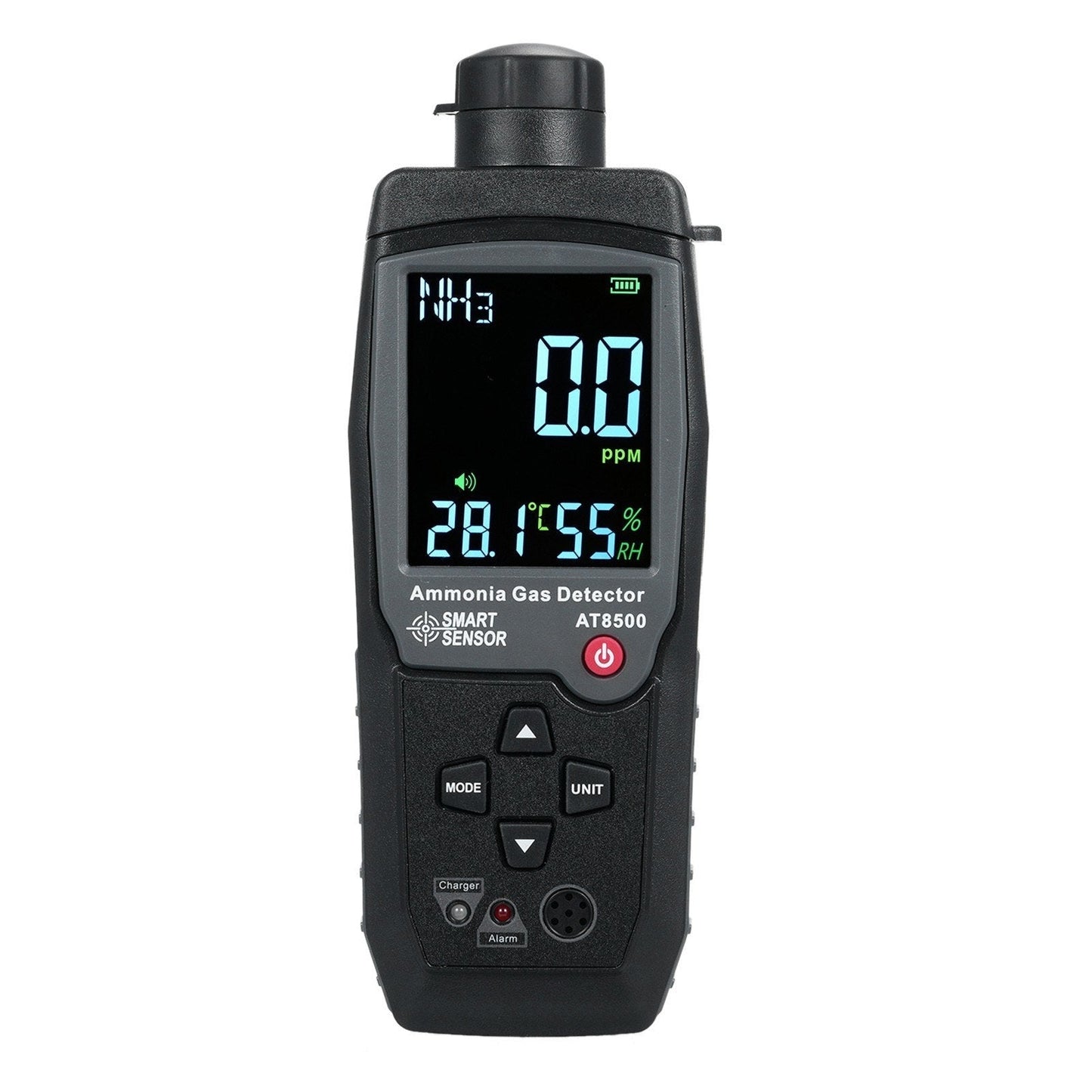 GETDECO ammonia gas detector NH3 tester with large LCD display, handheld digital meter measuring 0-100PPM ammonia gas.