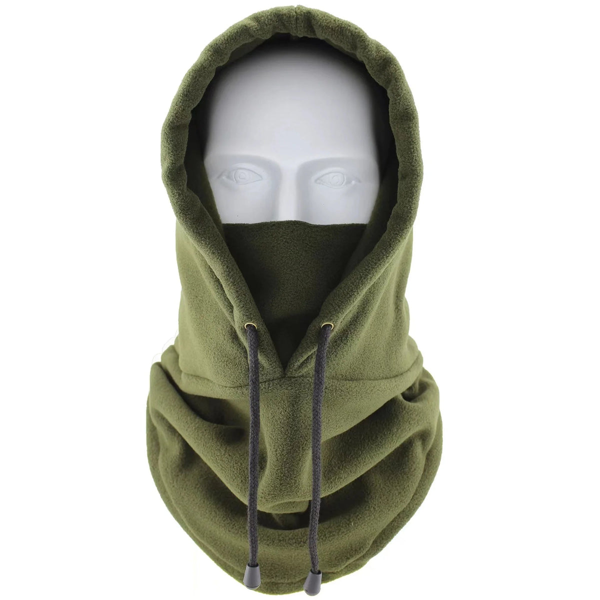 Belro army green polar fleece balaclava mask for winter, provides warmth and full face coverage for cold weather outdoor activities.
