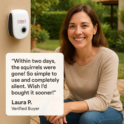 BowLift Ultrasonic Squirrel Repeller, solar-powered pest control device with motion sensors for gardens and yards.