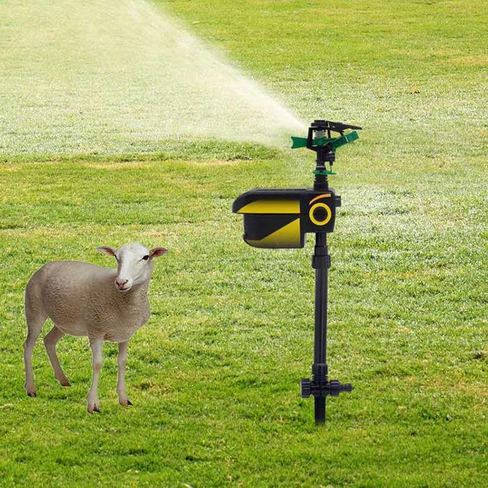 Belro motion-activated animal repellent garden sprinkler with sensor for outdoor lawn and yard pest control.