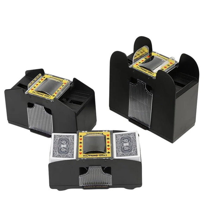 Belro automatic card shuffler for playing cards, battery-free, designed for 2-6 decks, smooth hands-free shuffling.