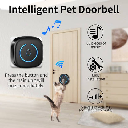Belro dog door bells with electronic buttons for pets, featuring a sleek design and easy-to-use interface for signaling door access.
