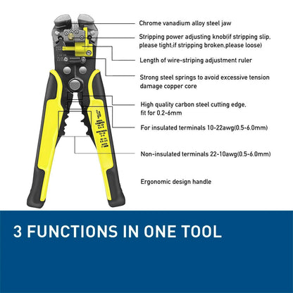 Belro automatic wire stripper and cable cutter tool with ergonomic handle for efficient wire stripping and cutting.