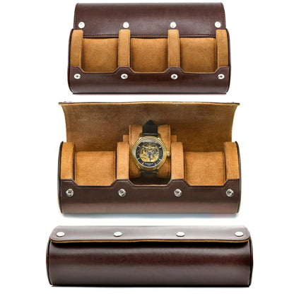 Belro watch travel case in black with padded interior, designed for protecting and organizing wristwatches during travel.