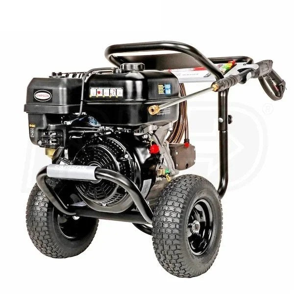 Simpson PowerShot 4400 PSI pressure washer with 4.0 GPM, featuring a sturdy design and black and yellow color scheme.