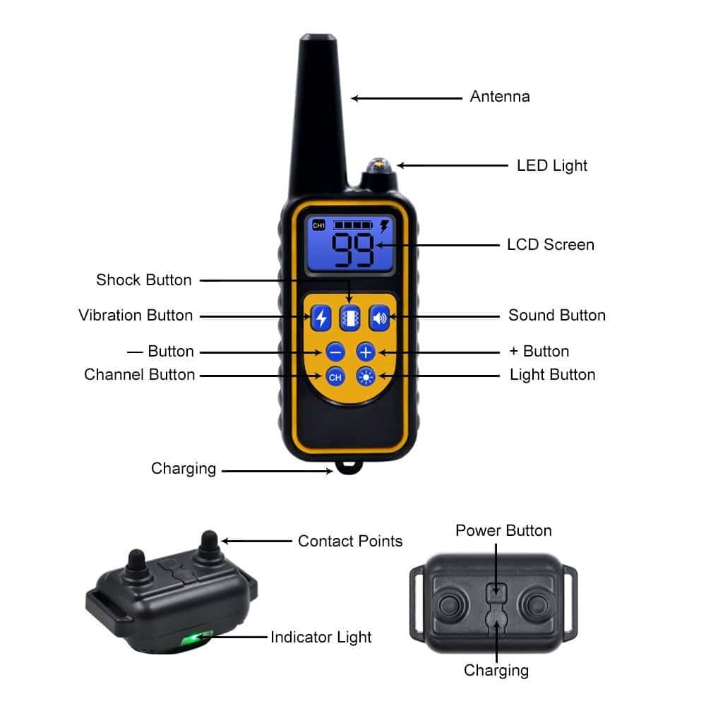 Belro electric dog training collar with 800M range, featuring electronic controls and adjustable strap for effective dog training.