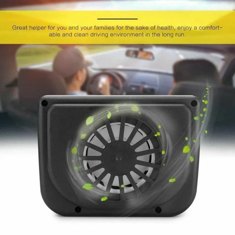 Belro vehicle solar-powered car vent window fan installed in a car window, providing outdoor ventilation with solar energy.