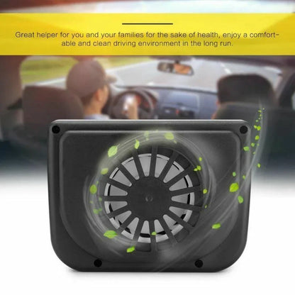 Belro vehicle solar-powered car vent window fan installed in a car window, providing outdoor ventilation with solar energy.