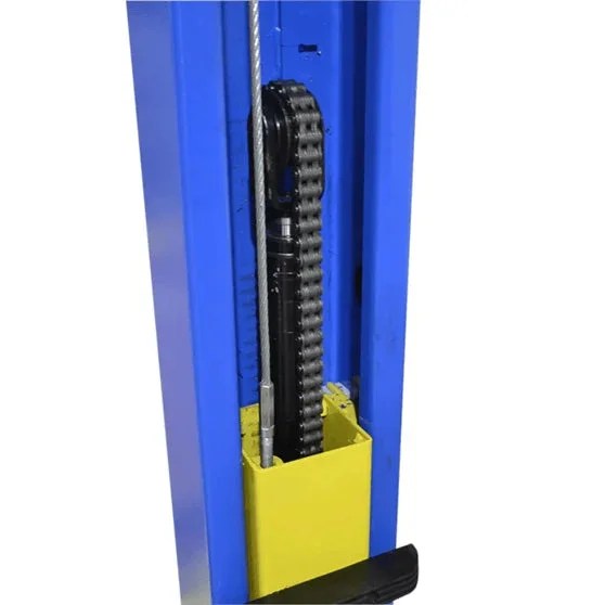 Casavibeo Titan HD2P-9000AC 2-post lift shown with sturdy metal arms and hydraulic system for vehicle lifting and maintenance.