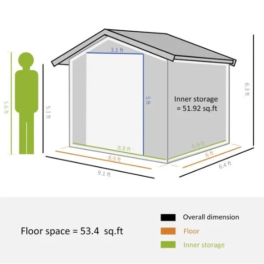 Casavibeo outdoor garden storage shed and tool house with wooden panels and a pitched roof, ideal for garden organization.
