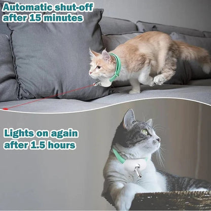 Mivoza Laser Play Cat Collar for active cats, featuring automatic laser toy and adjustable strap, ideal for interactive pet play.