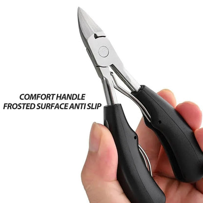 Belro nail clippers for thick nails, designed for seniors, in a close-up view showing the stainless steel cutting edge.