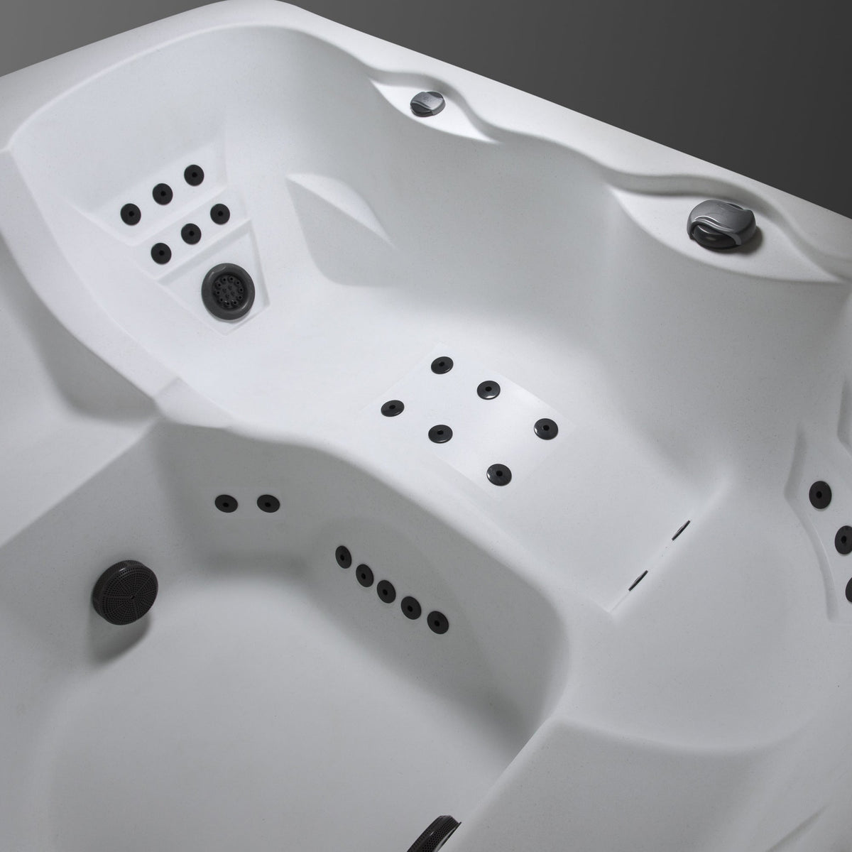 Lifesmart Leganza 6-person spa with lounge seating, Arctic White exterior, 90 jets, and studio-style design.