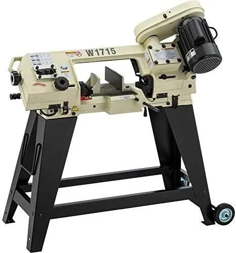 Casavibeo SHOP FOX W1715 3/4 HP metal cutting bandsaw with adjustable blade and sturdy frame, shown in a workshop setting.