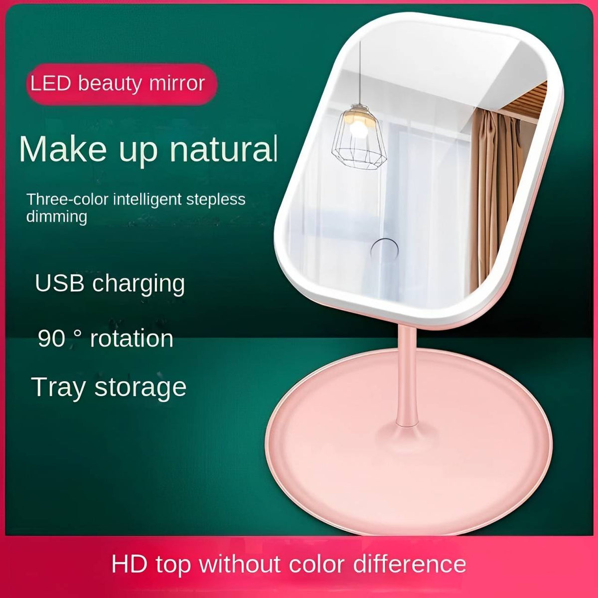 Belro portable makeup mirror with built-in lights, compact design, and reflective surface for precise beauty application.
