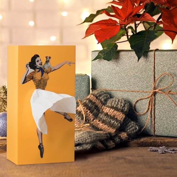 Belro Flying Skirt Tissue Box designed for men, featuring a unique clothing-inspired tissue holder with a flying skirt design.