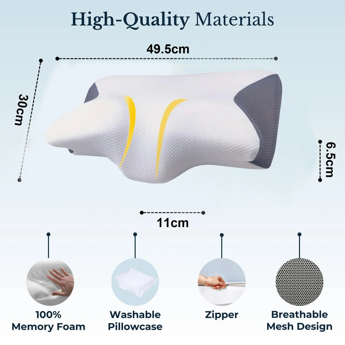 Belro cervical pillow designed for neck pain relief, featuring adjustable suspenders for comfortable support during rest.