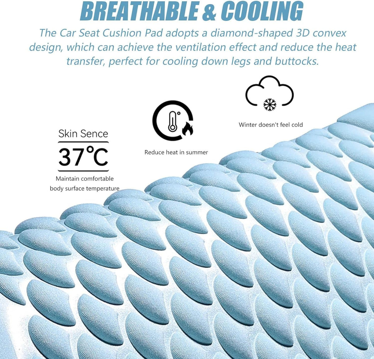 Belro cooling gel car seat cushion designed for back support, featuring a breathable, ergonomic design for comfort during drives.
