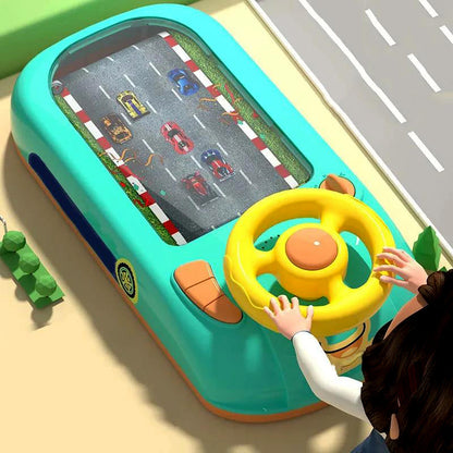 Belro automotive car race track toy with colorful lanes and mini cars on a smooth racing surface.