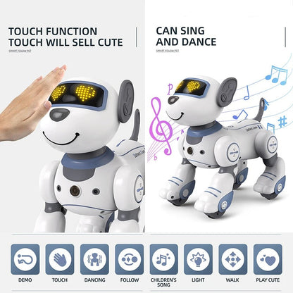 Belro robot dog toy with realistic features and moving parts, designed for children’s play and interactive fun.