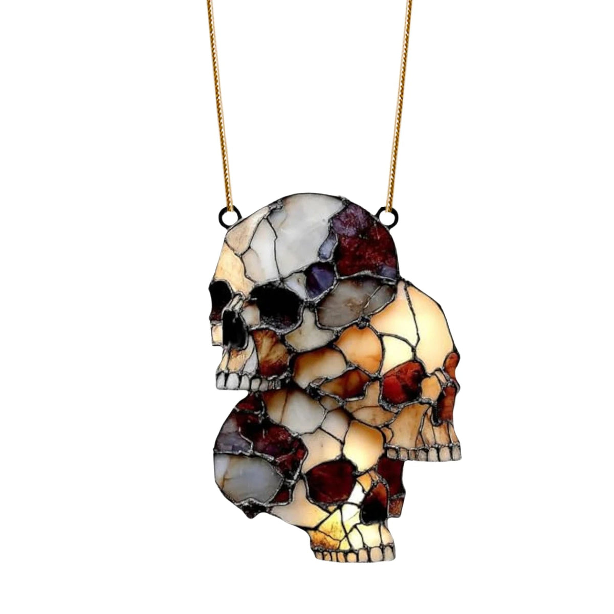 Belro hanging skeleton head Halloween skull decoration with hollow eye sockets, suitable for home and garden spooky decor.