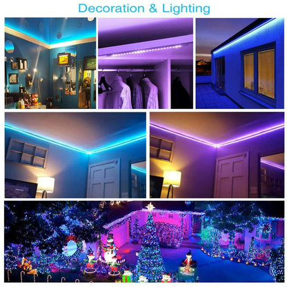 Belro 32ft LED strip light for outdoor home and garden use, showing the flexible light strip with installed LED bulbs.