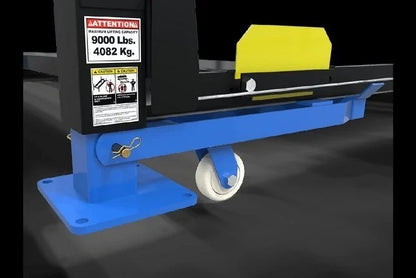 Casavibeo Dannmar D4-9 9,000-lb capacity four-post lift with sturdy metal columns and lifting arms for vehicle maintenance.