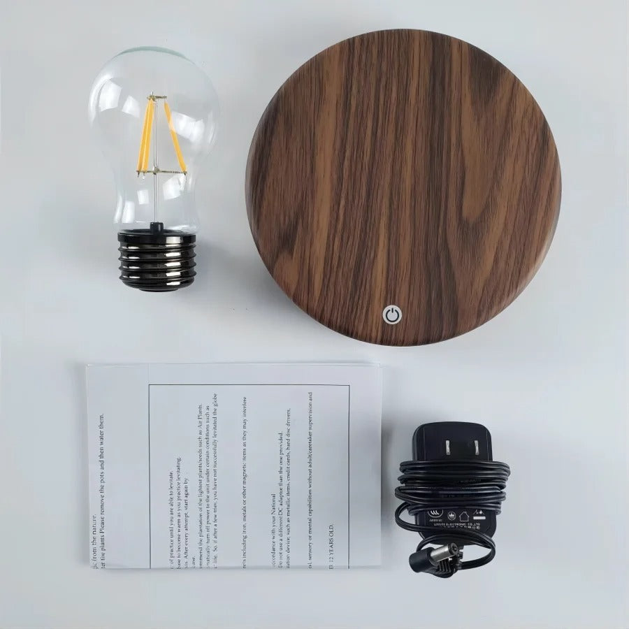 Belro magnetic levitating LED light bulb floating above a base, modern home decor outdoor lighting, innovative magnetic design