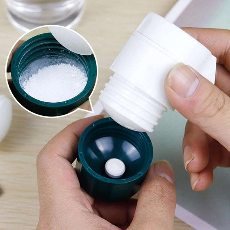 Belro pill crusher for health and beauty, compact device with a screw top and crushing chamber, used for grinding pills.
