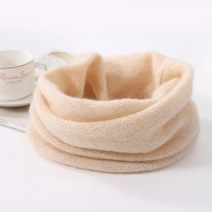 Beige Merino wool face mask and winter scarf by Belro, soft and warm clothing accessories for cold weather.