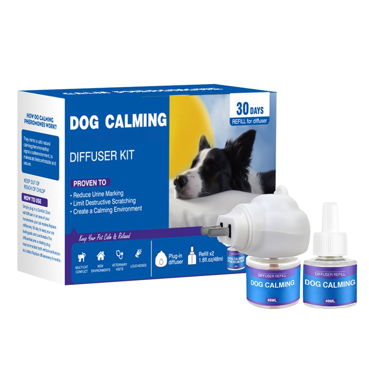 Belro pet calming spray diffuser for aromatherapy, designed to soothe pets and promote relaxation in a health and beauty setting.