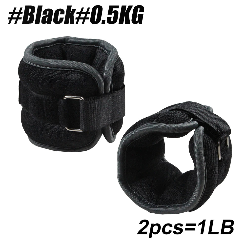 Black Belro adjustable ankle and wrist weights, 1 pair, 5kg total, for men’s fitness and strength training exercises.