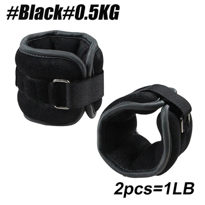 Black Belro adjustable ankle and wrist weights, 1 pair, 5kg total, for men’s fitness and strength training exercises.