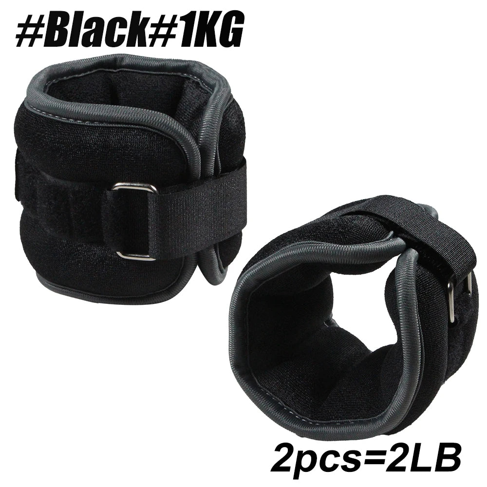 Black Belro 1kg adjustable ankle and wrist weights for men, shown as a pair of comfortable, lightweight fitness accessories.