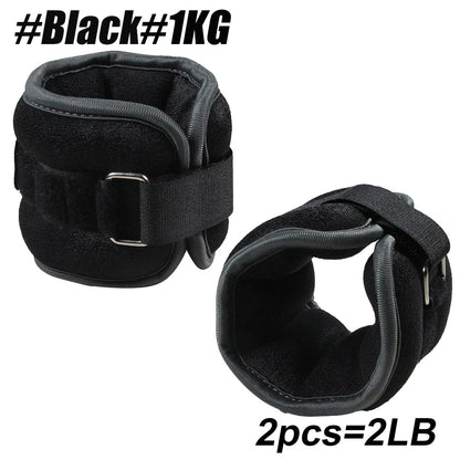 Black Belro 1kg adjustable ankle and wrist weights for men, shown as a pair of comfortable, lightweight fitness accessories.